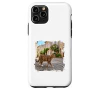 Custodia per iPhone 11 Pro Gatto soriano che cammina tranquilla scena di strada europea