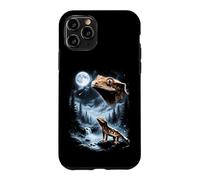 Custodia per iPhone 11 Pro Geco crestato che ulula alla luna anni '90 retrò