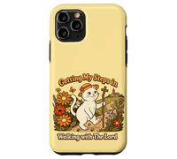 Custodia per iPhone 11 Pro Getting My Steps in Walking With The Lord Christian Cat