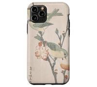 Custodia per iPhone 11 Pro Giapponese Art Birds Occhi bianchi su un ramo di pesco