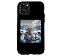 Custodia per iPhone 11 Pro Giapponese Neve Scimmia Onsen Bagno