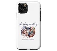 Custodia per iPhone 11 Pro Go Grey in May Cervello Tumor Awareness Fiocco Floreale