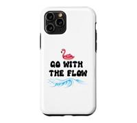 Custodia per iPhone 11 Pro Go With the Flow Pink Flamingo Beach Vacation Summer Vibes