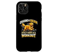 Custodia per iPhone 11 Pro Golden Retriever Workout Humor per cane, mamma, papà