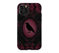Custodia per iPhone 11 Pro Gothic Victorian Raven Damask Black Rose Dark Romance Horror