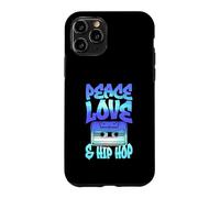 Custodia per iPhone 11 Pro Grafica a cassetta con scritta "Peace Love" e Hip Hop