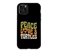 Custodia per iPhone 11 Pro Grafica a cuore simbolo pace amore e tartarughe pace