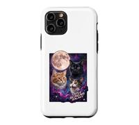 Custodia per iPhone 11 Pro Grafica galassia spaziale luna piena tre gatti