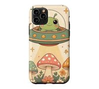 Custodia per iPhone 11 Pro Groovy Cute Kawaii Alien Frog UFO Alien Rapimento Funghi