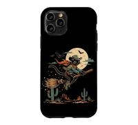 Custodia per iPhone 11 Pro Halloween strega gatto cowboy deserto luna scopa