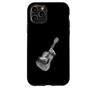 Custodia per iPhone 11 Pro Hand Drawn Guitar Sketch Design, Expressive Acoustic Music