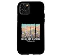 Custodia per iPhone 11 Pro He Is Risen Christian Wildflower Cross Happy Easter