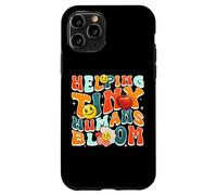 Custodia per iPhone 11 Pro Helping Tiny Humans Bloom Retro Colorful Teacher Design