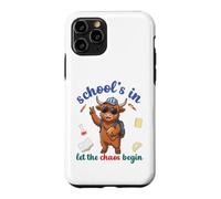 Custodia per iPhone 11 Pro Highland Cow Back To School Vibes Scuole In Let Chaos Begin