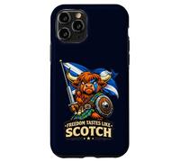 Custodia per iPhone 11 Pro Highland Cow con la bandiera della Scozia
