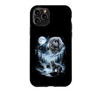 Custodia per iPhone 11 Pro Holland Lop Coniglio che ulula alla luna anni '90 retrò