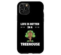 Custodia per iPhone 11 Pro Home Nature tree house quote life better in a treehouse
