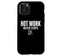 Custodia per iPhone 11 Pro Hot Work Never Stops Welder Welding Blue Collar Job Work