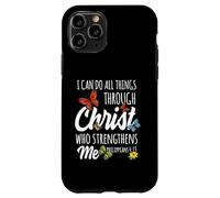 Custodia per iPhone 11 Pro I Can Do All Things Through Christ Buttefly Art Religious