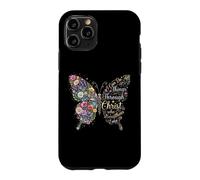 Custodia per iPhone 11 Pro I Can Do All Things Through Christ Floral Butterfly Faith