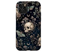 Custodia per iPhone 11 Pro Illustrazione botanica della falena del gufo del cranio celeste mistico scuro