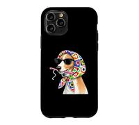 Custodia per iPhone 11 Pro Italian Greyhound Dog Granny Square Crochet Yarn Uncinetto