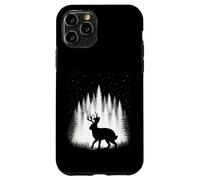 Custodia per iPhone 11 Pro Jackalope camminando attraverso la foresta bianca sotto le stelle della sera