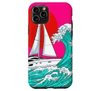 Custodia per iPhone 11 Pro Japanese Wave Sailboat Sailing Boating Club Sailor