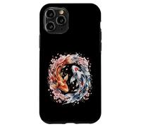 Custodia per iPhone 11 Pro Japanese Yin Yang Koi Fish Sakura Watercolor