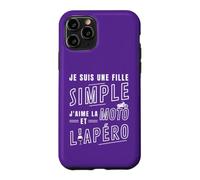Custodia per iPhone 11 Pro Je suis une Fille Simple J'aime la Moto et l'Apéro