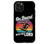 Custodia per iPhone 11 Pro Jesus Skateboard Retro Tramonto On Bord With The Lord Skater