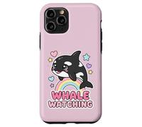 Custodia per iPhone 11 Pro Kawaii Orca Rainbow Whale Guardando Chibi Whale Girls