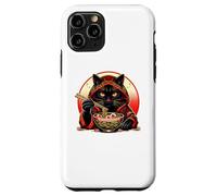 Custodia per iPhone 11 Pro Kawaii Ramen Cat giapponese xilografia Fuji Sunset Art