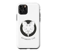 Custodia per iPhone 11 Pro Krampus Cat Horror Xmas Illustration Horned Cat w Tongue