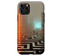 Custodia per iPhone 11 Pro La soglia al neon - Cyberpunk Dystopian City Art