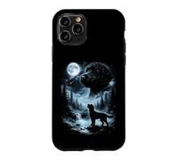 Custodia per iPhone 11 Pro Labradoodle nero che ulula alla luna retrò anni '90 Doodle Dog