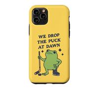 Custodia per iPhone 11 Pro Lasciamo cadere il disco all'alba Funny Hockey Frog