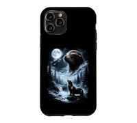Custodia per iPhone 11 Pro Leone marino che ulula alla luna anni '90 retrò
