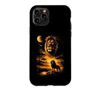 Custodia per iPhone 11 Pro Leone Savana Notte Luna Celeste Streak Fauna Selvatica