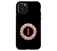 Custodia per iPhone 11 Pro Letter H Floral Monogram Initial Name Pink White Flower