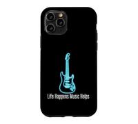Custodia per iPhone 11 Pro Life Happens Music Helps Electric Guitar Outline