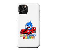 Custodia per iPhone 11 Pro Little Shark Racer Kids Cute Shark Race Car Design per ragazzi
