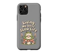 Custodia per iPhone 11 Pro Living My Best Slow Life, simpatica rana