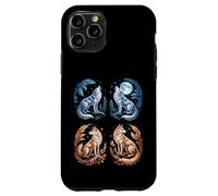 Custodia per iPhone 11 Pro Lupi mistici Ululando Luna Divertente Fantasy Wildlife