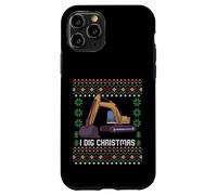Custodia per iPhone 11 Pro Maglione natalizio I Dig Christmas Excavator Ugly