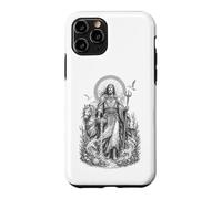 Custodia per iPhone 11 Pro Manannan, linea d'arte celtica del dio celtico delle onde sacre