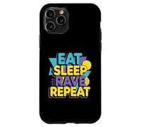 Custodia per iPhone 11 Pro Mangiare Dormire Rave Ripeti Divertente EDM Party Techno Techno Musica