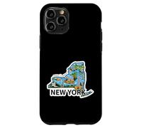 Custodia per iPhone 11 Pro Mappa Vintage di New York con Iconici Luoghi da Scoprire