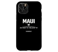 Custodia per iPhone 11 Pro Maui Hawaii Coordinate Tropical Island Travel Design