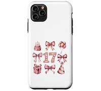 Custodia per iPhone 11 Pro Max 17° Compleanno Ragazza Coquette Fiocchi Rosa Diciassette Anni